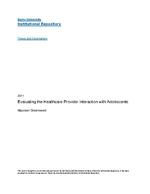 Evaluating the healthcare provider interaction with adolescents